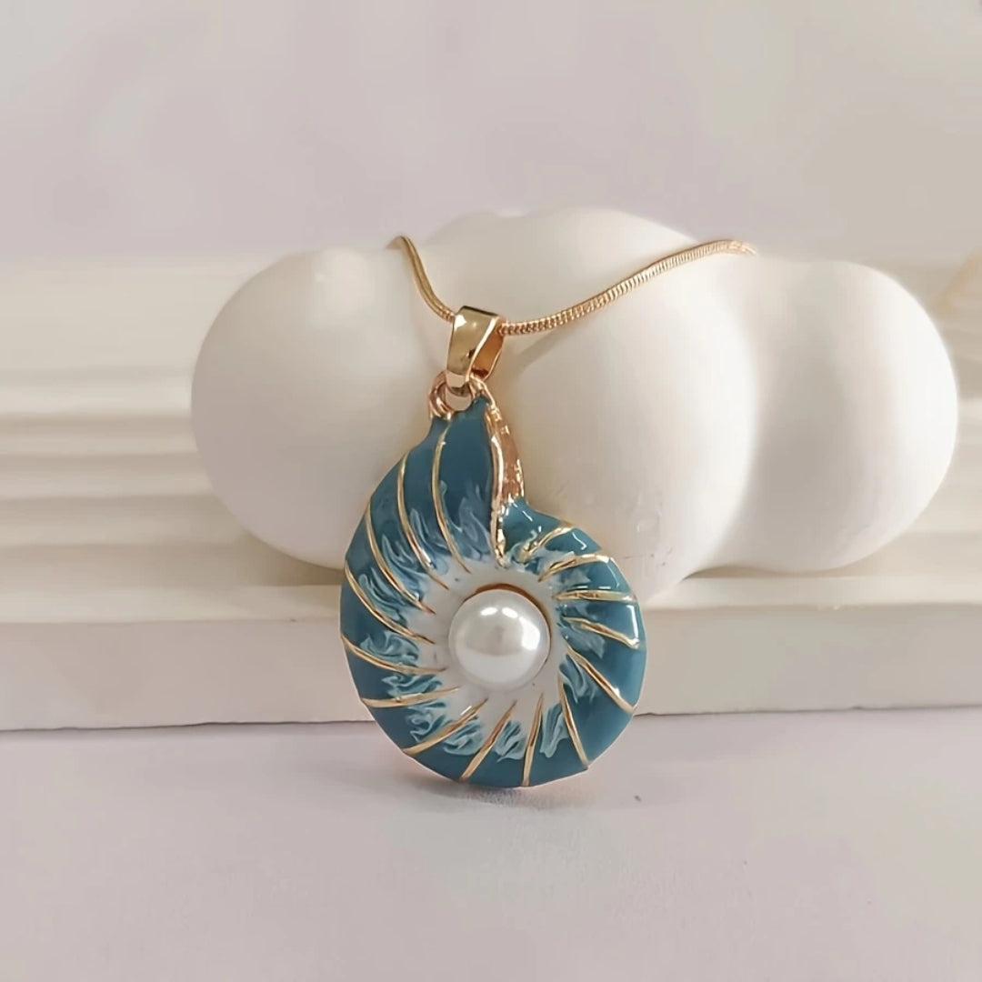 Necklace with Blue Pearl Shell
