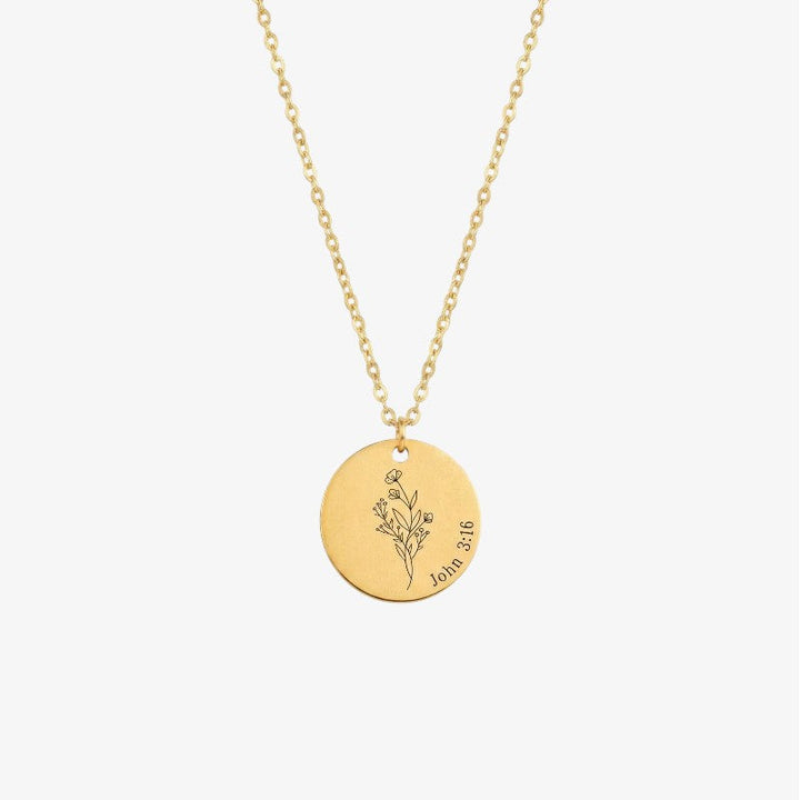 Paradiso™ - Engraved Birth Flower Necklace