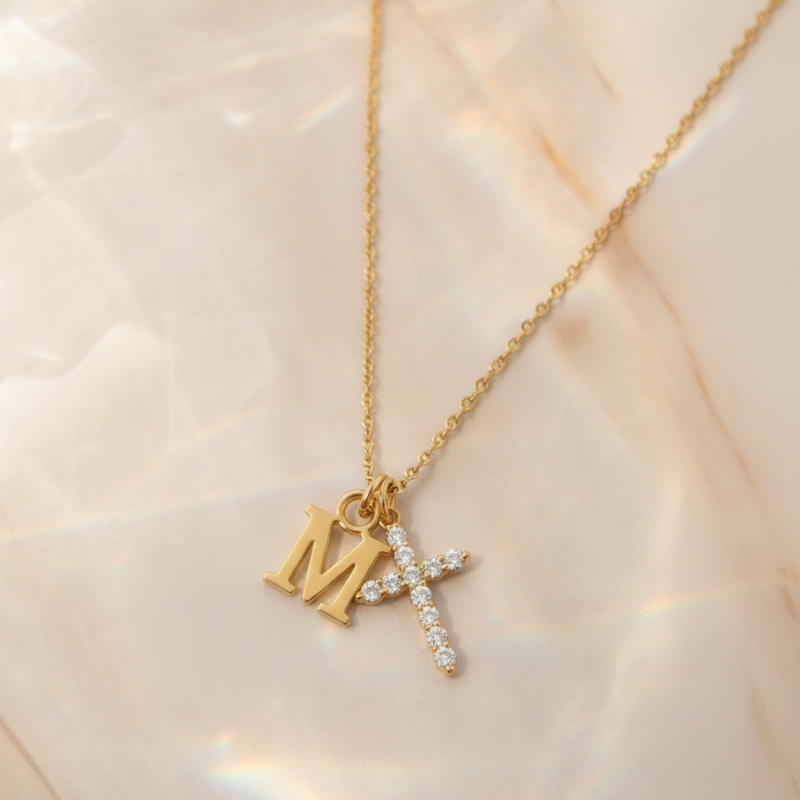 Cherubine™ - Personalized Crystal Cross Necklace