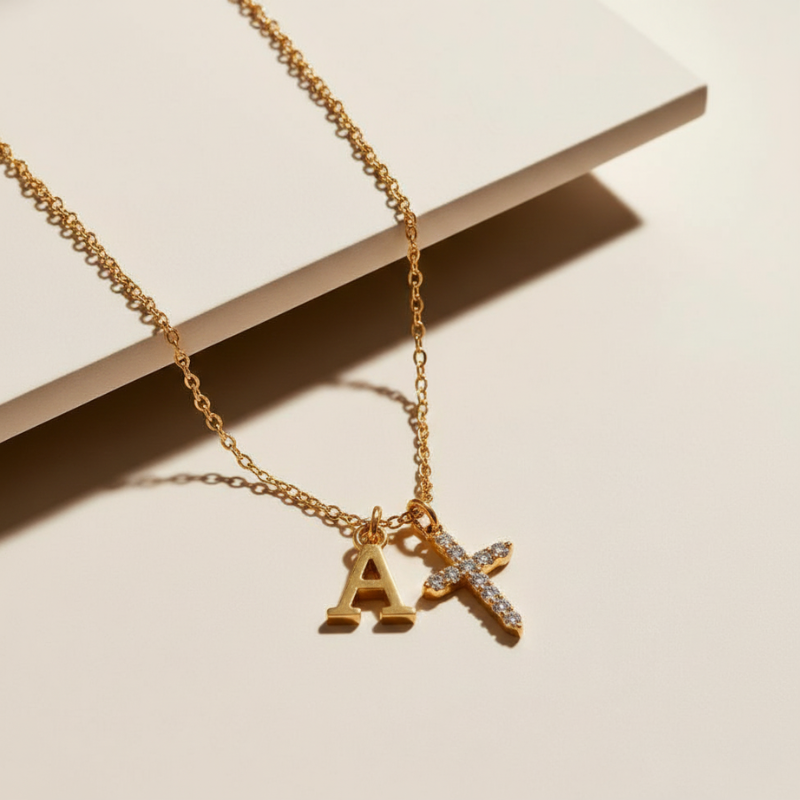 Cherubine™ - Personalized Crystal Cross Necklace