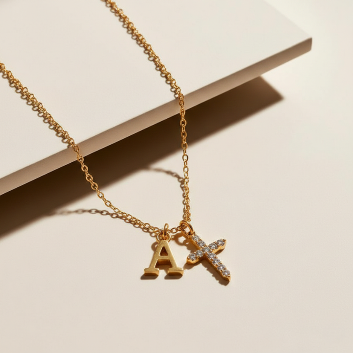 Cherubine™ - Personalized Crystal Cross Necklace