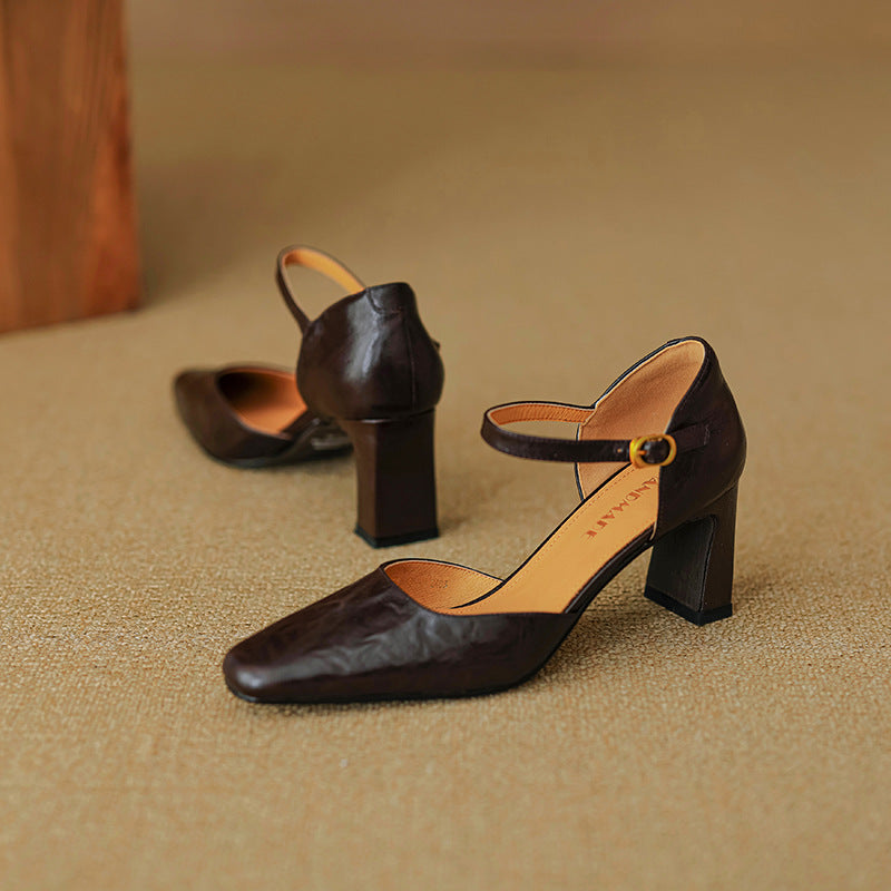 Charlene square-toe leather d'Orsay heels, all four colors