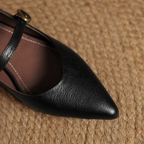 Noir Black Rosalie kitten heels styled for evening