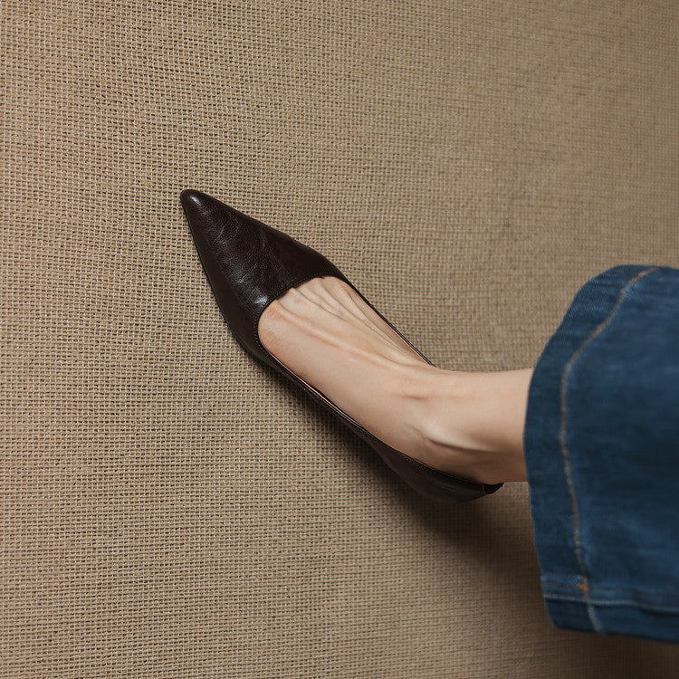 Marion | Pointed Leather Low Pumps