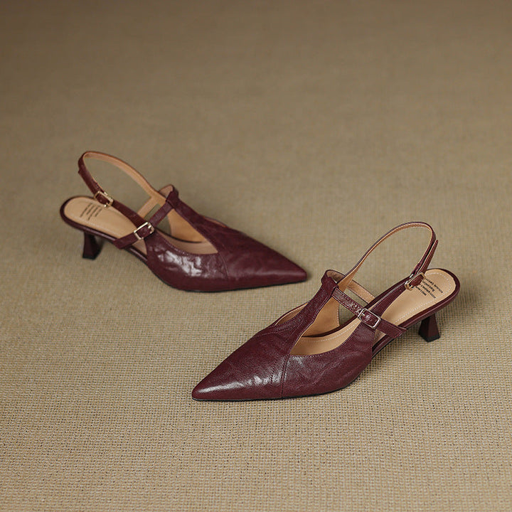 Noir Black Estelle T-bar heels styled for evening