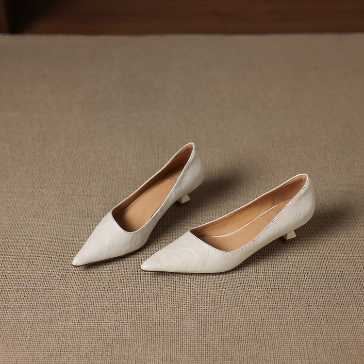 Marion | Pointed Leather Low Pumps