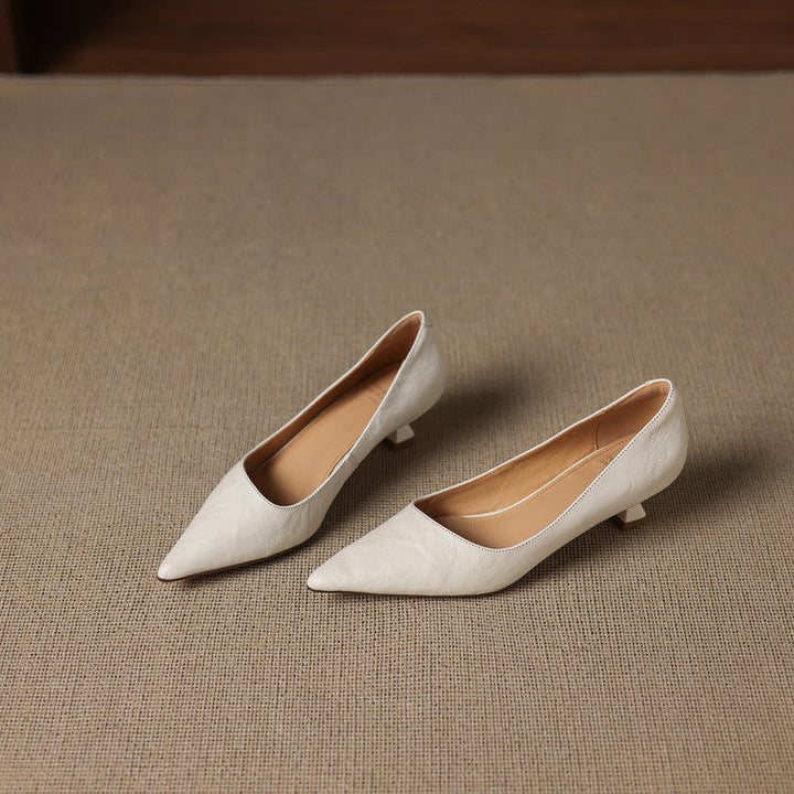 Marion | Pointed Leather Low Pumps