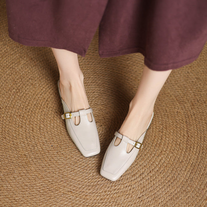Blush Terracotta Edith mules styled for city dressing