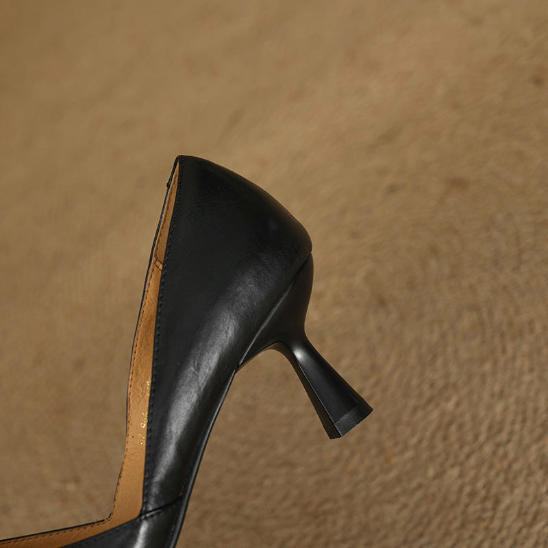 Gretchen | Pointed Leather Mid-Heel Pumps