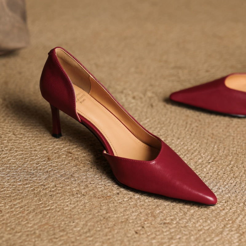 Maxine | Pointed Leather d'Orsay Pumps