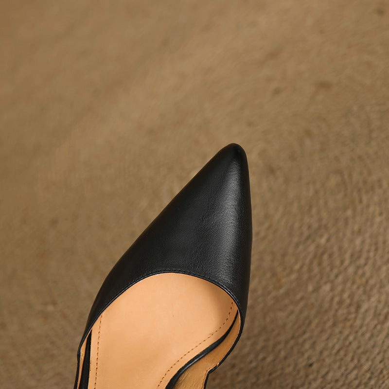 Gretchen | Pointed Leather Mid-Heel Pumps