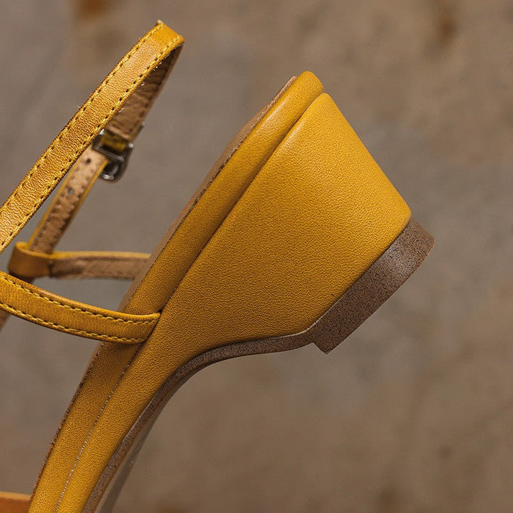 Sandra | Strappy Square-Toe Leather Sandal Heels