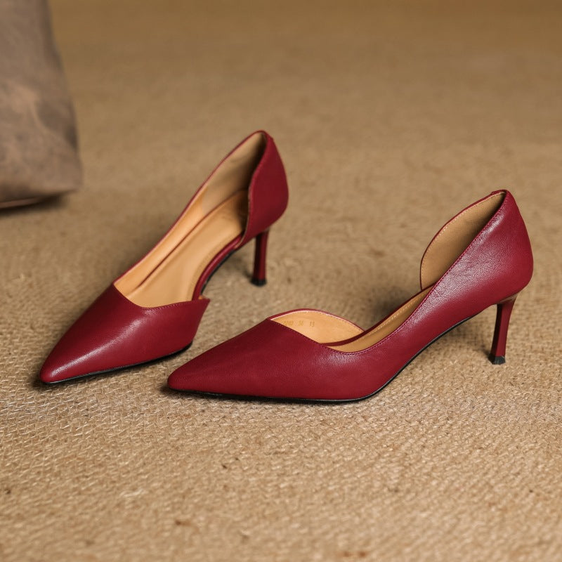 Maxine | Pointed Leather d'Orsay Pumps