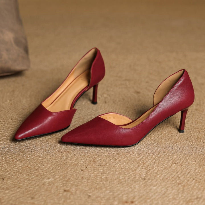 Maxine | Pointed Leather d'Orsay Pumps