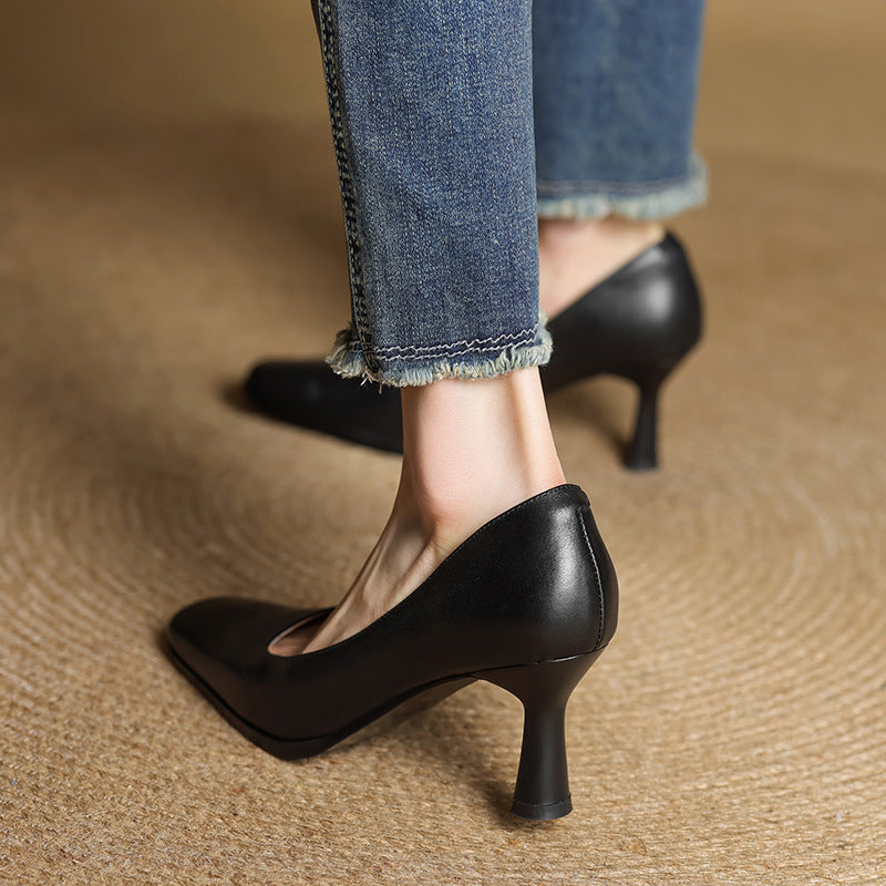 Lorena | Square-Toe Leather Pumps