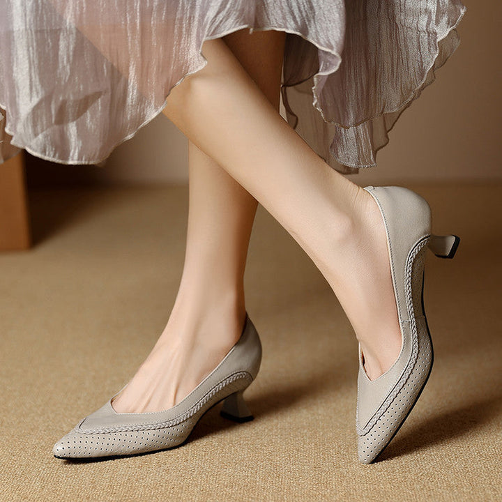 Odette woven leather kitten heels, all three colors