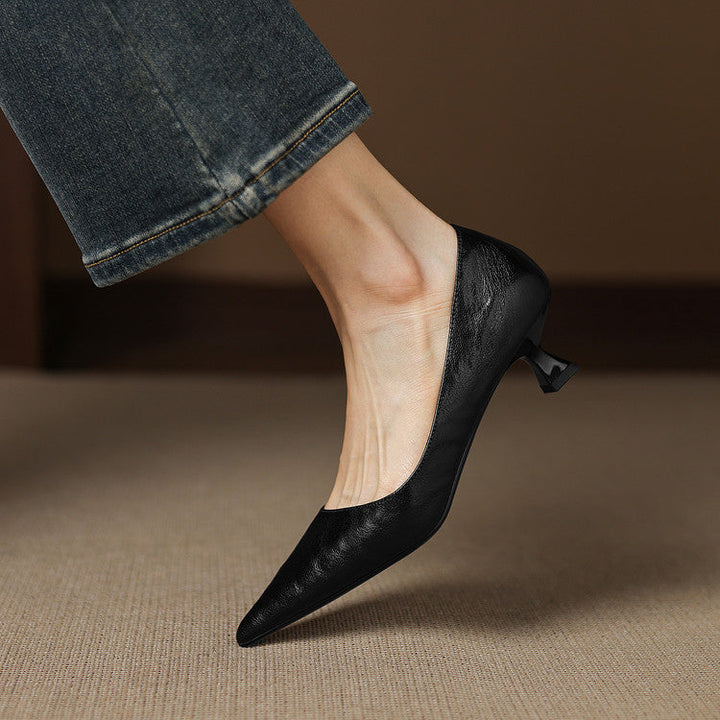 Marion | Pointed Leather Low Pumps