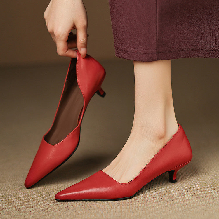 Rosalind | Leather Kitten Heel Pumps