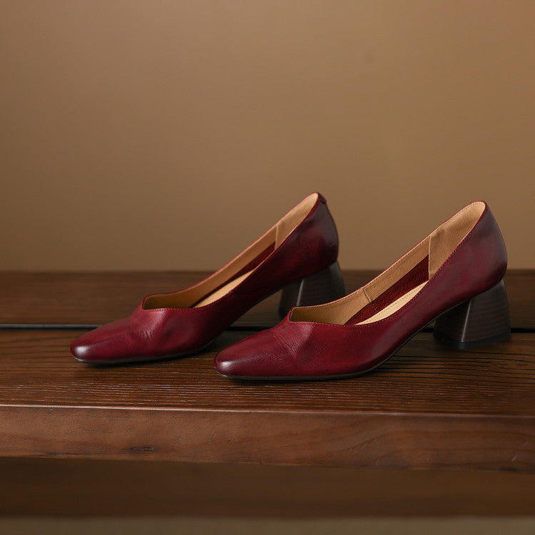 Katharine | Square-Toe Leather Pumps