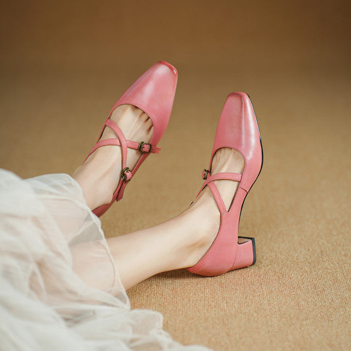 Classic Black Deborah heels photographed from above