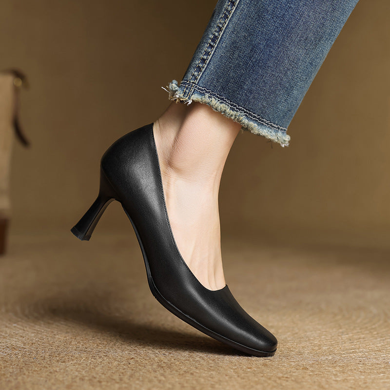 Lorena | Square-Toe Leather Pumps
