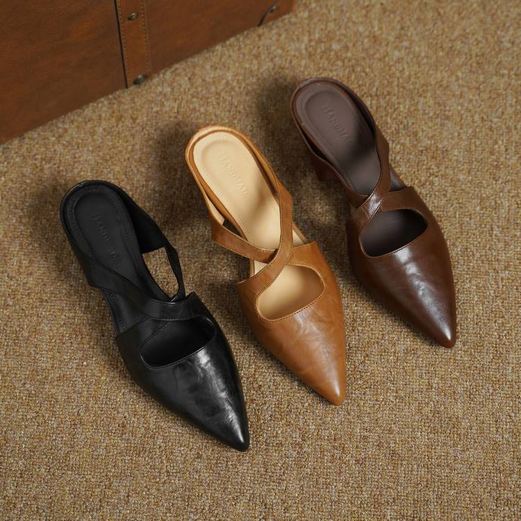 Harriet | Cross-Strap Leather Mules