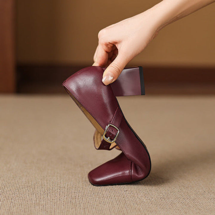 Doris heels, detail of T-bar strap
