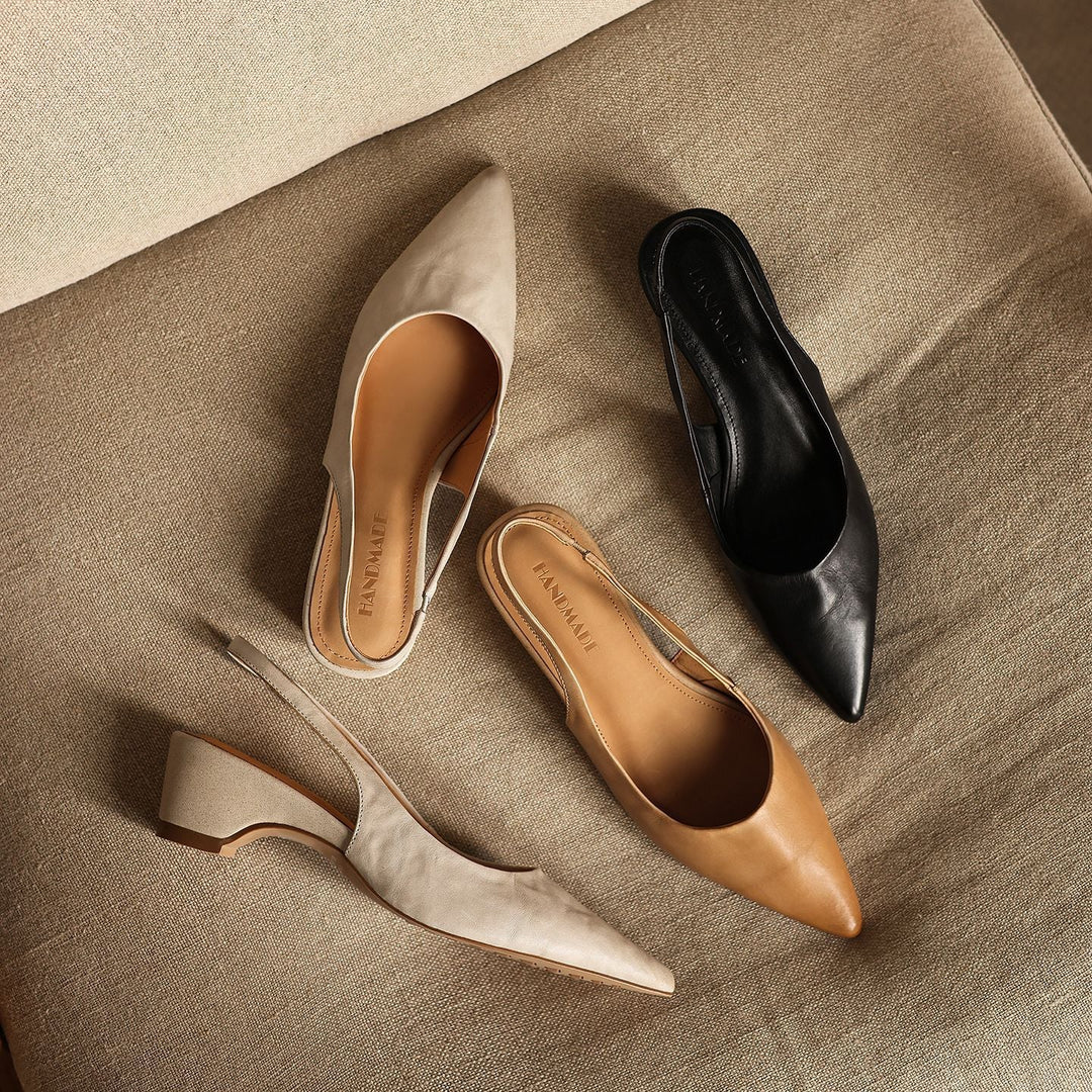 Diana | Sculpted Leather Slingback Heels