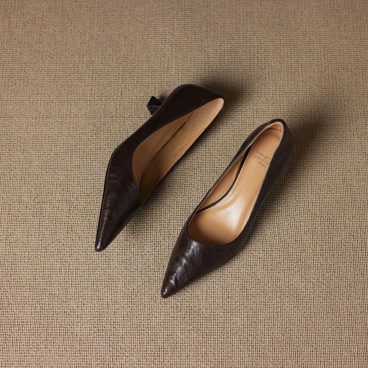 Marion | Pointed Leather Low Pumps
