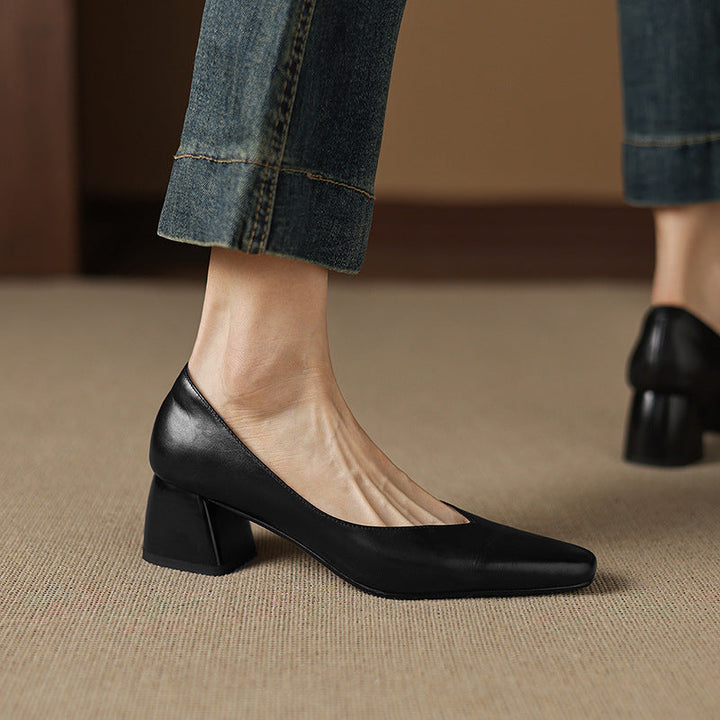 Katharine | Square-Toe Leather Pumps