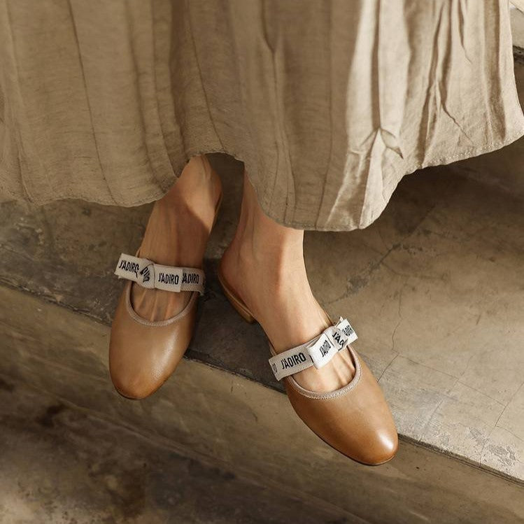 Adele | Bow Leather Heeled Mules