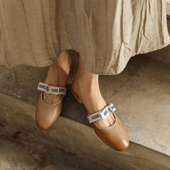 Adele | Bow Leather Heeled Mules