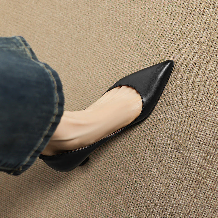 Adeline | Pointed Leather Kitten Heels
