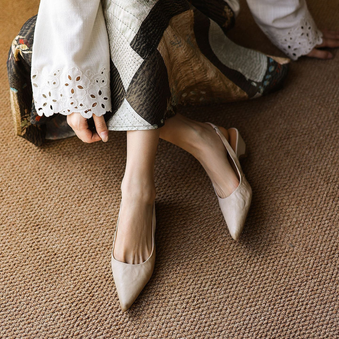 Diana | Sculpted Leather Slingback Heels