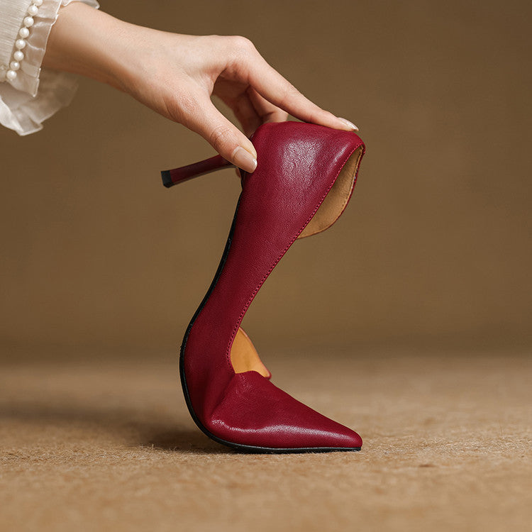Maxine | Pointed Leather d'Orsay Pumps