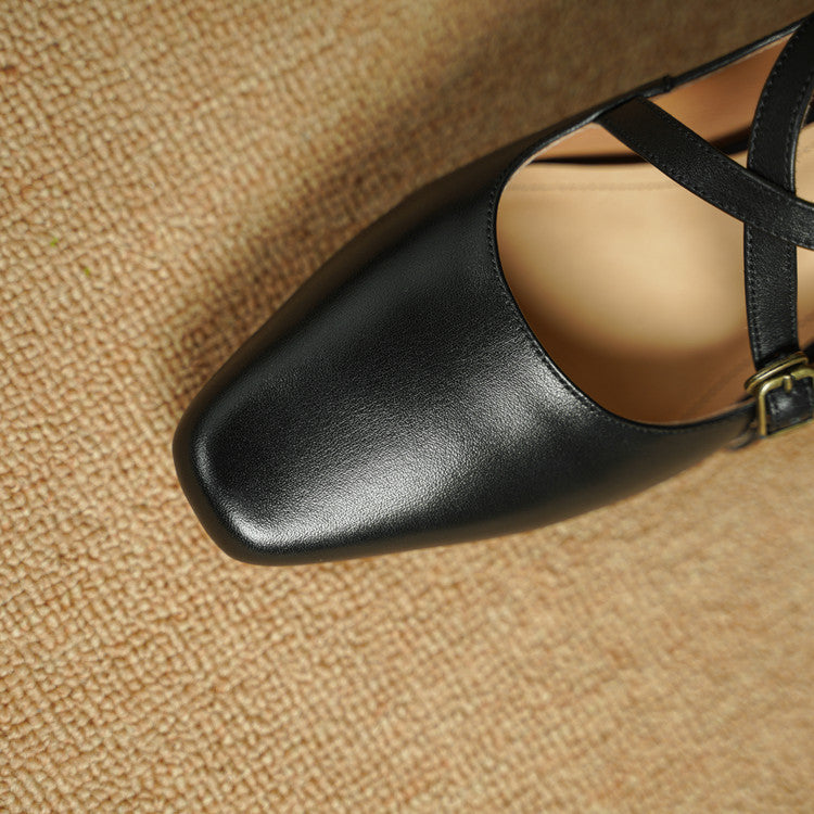 Deborah | Cross-Strap Leather Mary-Jane Heels