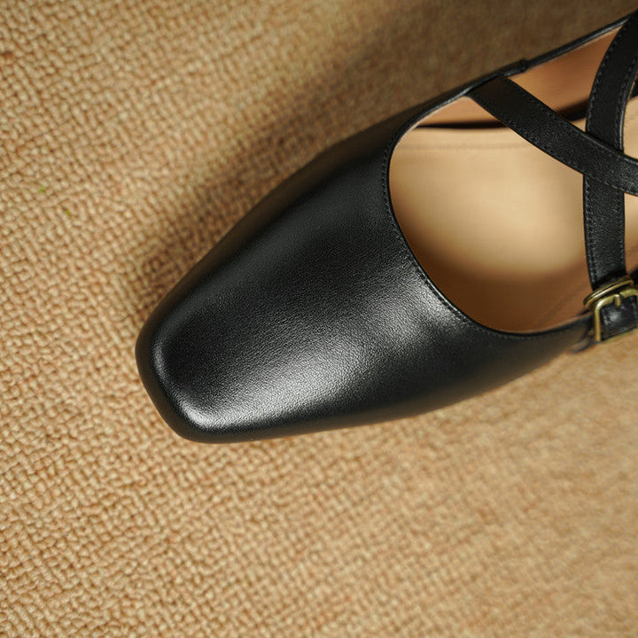 Deborah | Cross-Strap Leather Mary-Jane Heels