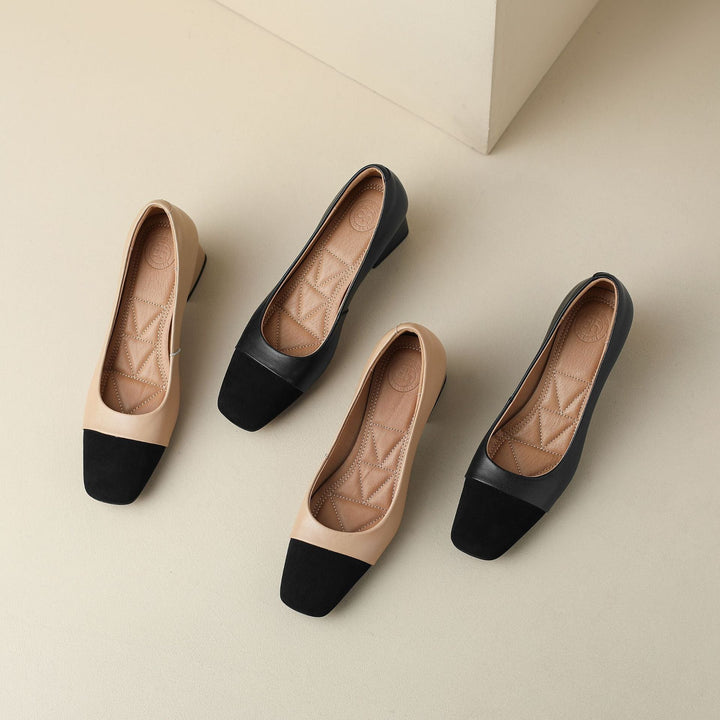 Roberta | Square-Toe Leather Block Pumps