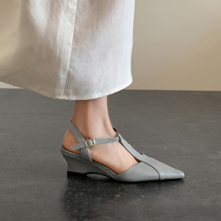Phoebe wedge heels, close-up of pointed toe