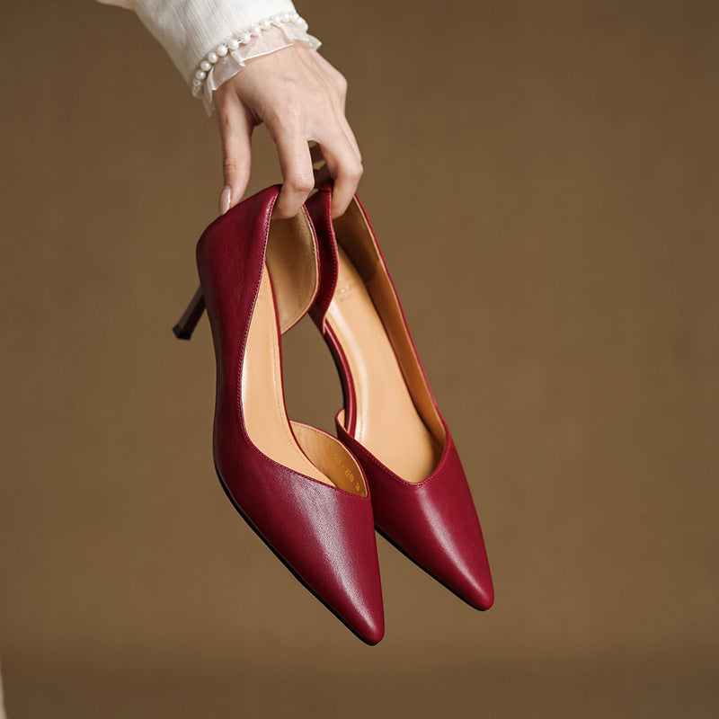 Maxine | Pointed Leather d'Orsay Pumps