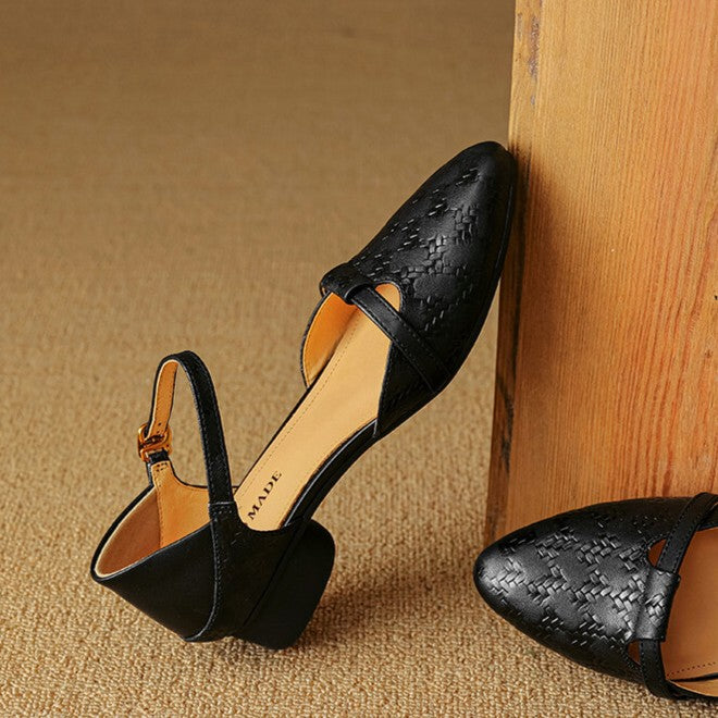 Cynthia | Woven Leather Mary-Janes