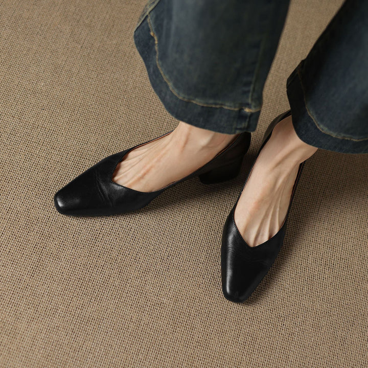 Katharine | Square-Toe Leather Pumps