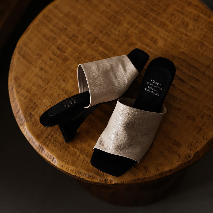 Sole and heel detail of Sylvia leather heeled sandal mules