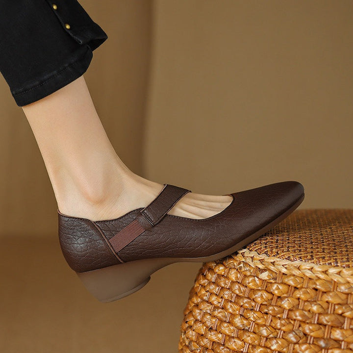 Noir Black Suzanne wedges photographed from above
