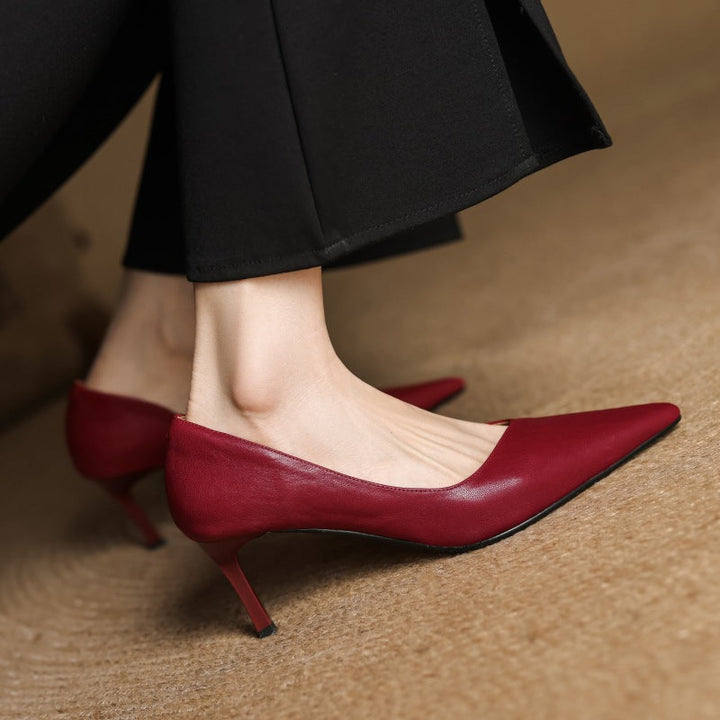 Maxine | Pointed Leather d'Orsay Pumps