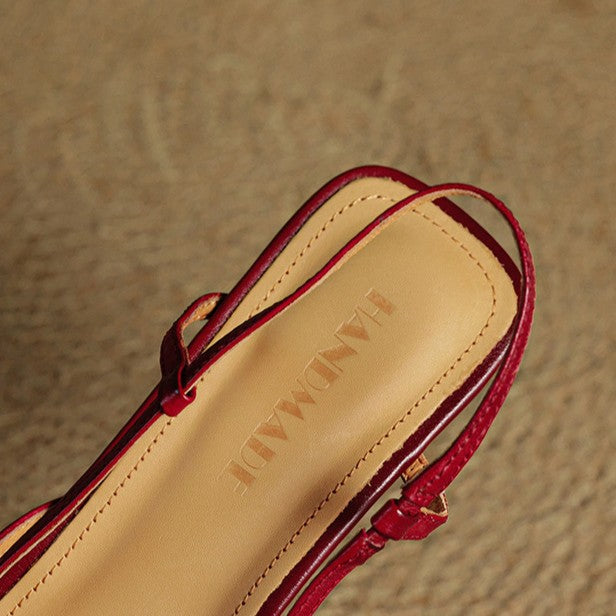 Pauline | Cross-Strap Leather Slingback Heels