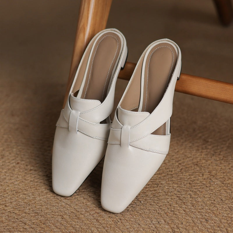 Sole and heel detail of Carmen cross-strap leather mules