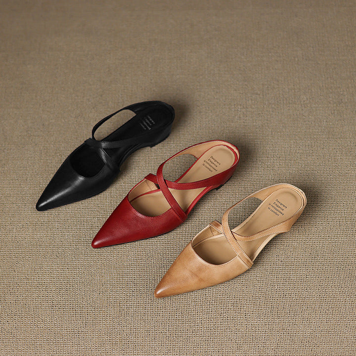 Ingrid | Cross-Strap Leather Mules