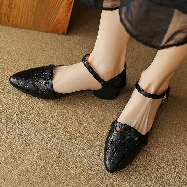 Cynthia | Woven Leather Mary-Janes