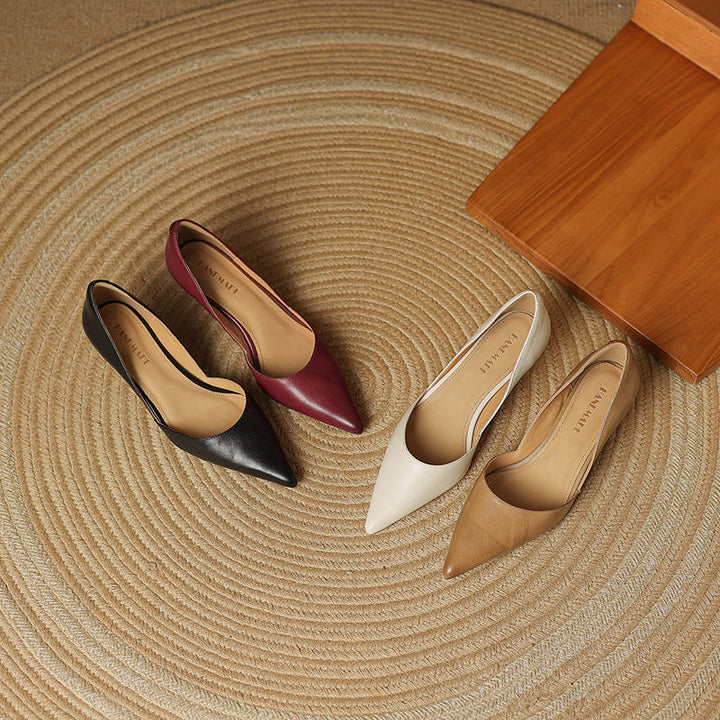 Vivian | Pointed Leather Kitten Heels